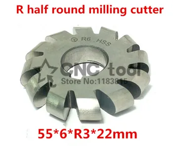 R3 55*6*R3*22 mm gaura Interioara HSS Freze Convexe R o jumătate de rundă de freze transport Gratuit