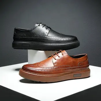Mascul Maro Negru Rotund Toe Oxford Pantofi de Brand de Moda pentru Bărbați de Afaceri Rochie de Bocanc Nunta Petrecere Retro din Piele Pantofi A51-17