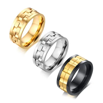 De vânzare la cald ornament 9 mm inel rotativ om oțel titan ring