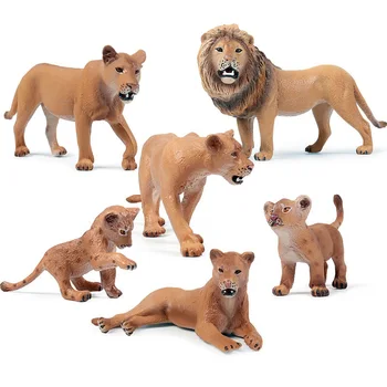 De mari Dimensiuni Junglă Sălbatică Lei de Familie Simulare Puii de Animale PVC Cifrele de Acțiune Drăguț Model Educațional de Colectare de Jucării pentru copii