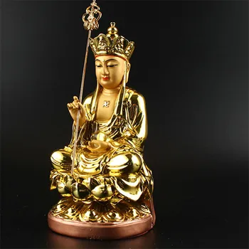 18CM Rășină placat cu Aur Chineză Statuie a lui Buddha Ksiti Garbha Tibetan Buddha Statuie Budistă Decor Acasă Meserii Ornamente