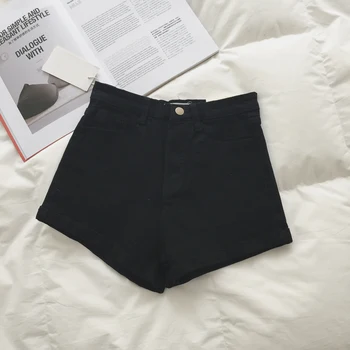 De Vară 2020 Femei Blugi Pantaloni Negru Scurt Solidă Talie Mare Jenas Pantaloni Scurți Femei Blugi