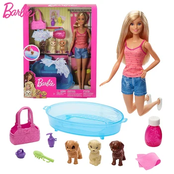 Original Barbie Pet Pup Câine Cadă Jucărie Playset Fete Papusa Accesorii de Îngrijire a Animalelor Jucării Educative pentru Copii Renăscut Bonecas