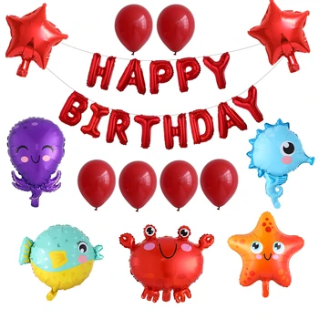 26pcs/set Hipocampus Puffer pește rechin stea folie, baloane cu heliu viața Marină globos animale ocean temă petrecere de aniversare pentru copii