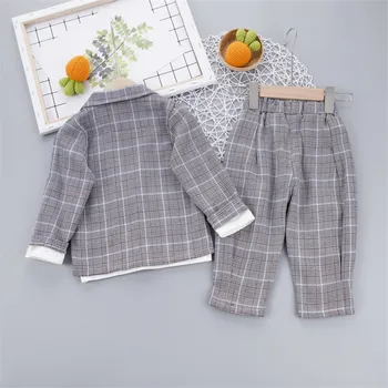 Primavara Toamna pentru Copii Haine Casual Copil Băiat Zăbrele Costum Camasa Pantaloni 3pcs/seturi de Copil pentru Sugari Îmbrăcăminte de Modă Copilul Sport