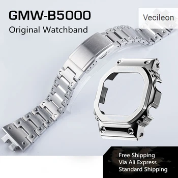 Autentic Fabrica Watchband și Rama Pentru GMW-B5000 316L din Oțel Inoxidabil Masiv Modificarea Barbati Bratara Ceas trupa