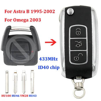 Actualizat Flip de la Distanță Cheie Telecomanda 3 butoane 433MHz ID40 chip pentru Opel Vectra B 1995-2002 Omega 2003 netăiat HU46 HU100 HU43 YM28 lama