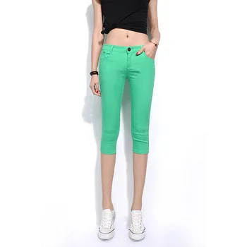FSDKFAA Femei coreene Push-Up Slim Plus Dimensiune Jambiere Skinny Trunchiate Pantaloni Stretch Casual Pantaloni de Creion Bomboane de Culoare Negru Jambiere