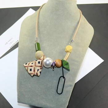 YDGY nouă modă Carouri panglică pandantiv perla îmbrăcăminte accesorii colier femei clavicula lanț gros