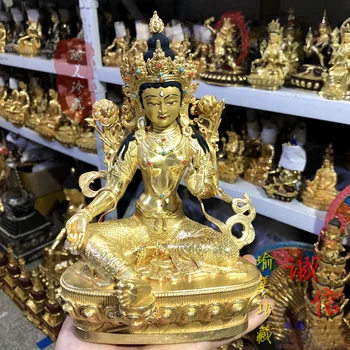 De înaltă calitate de TOP statuie a lui buddha # Asia de Sud-est Thailanda Budismul Aurire aur Bodhisattva Guanyin Tara Verde statuie a lui buddha