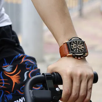 Ceas Barbati de Lux BOAMIGO Brand Bărbați Ceasuri Quartz Cadran Mare din Piele Ceasuri de mana Auto Data Impermeabil Ceas Relogio Masculino