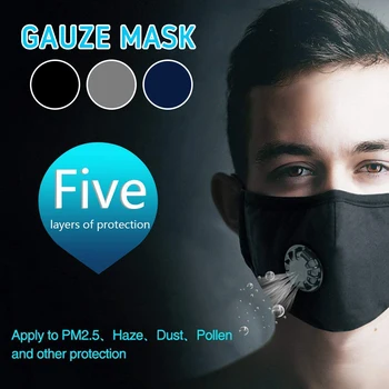 Mască de Bumbac Masca de Respirație Filtru Supape Măști PM2.5 Praf Marca Masca Neagra Cu 10 Filtru Reutilizabil lavabil