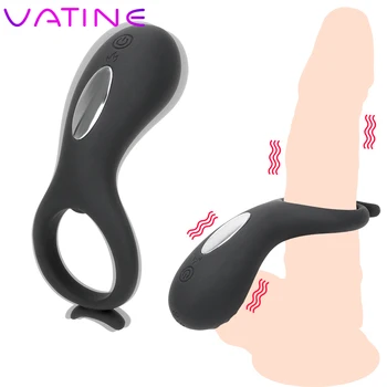 VATINE Vibratoare Penis Inel de Silicon Inel pentru Penis Vibrator 10 Moduri de Intarziere Ejaculare USB Reîncărcabilă Jucarii Sexuale pentru Barbati