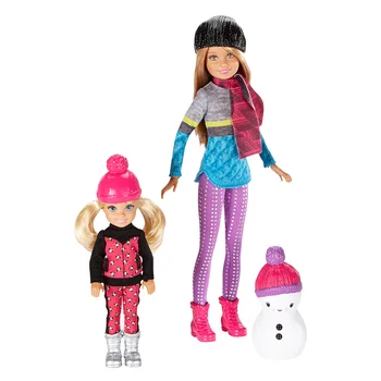 Papusa Barbie si Sora Grup cu Schi Iarna Accesorii Fata de Jucărie Cadou de Ziua FDR73