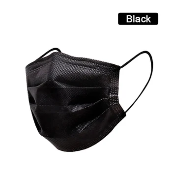 50pcs Negru Masca de Unică folosință, măști nețesute 3 Strat Alb Gura Masca Filtru Negru Anti Praf de Gripă Respirabil Earloops Masca