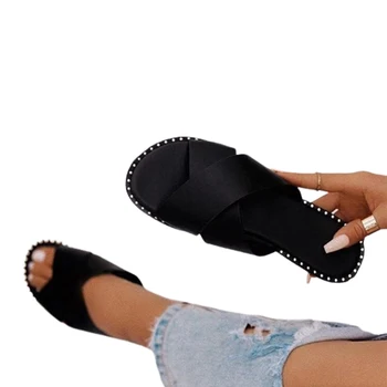 Femei Leopard de Imprimare Papuci de Plaja Pantofi de Vară 2021 în aer liber Sandale Pentru Femei Casual Tocuri Plat Cruce Lega sex Feminin Diapozitive