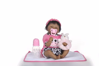 NPK realiste renăscut silicon moale real silicon renăscut baby dolls negru bebe jucarii calde Xtmas cadou pentru fete cele mai bune însoțească