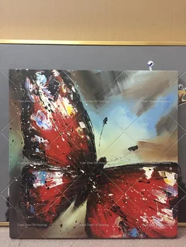 Roșu Și Negru Rece Fluture, Handmade, Pictura Pe Perete Fluture Arta Pictura In Ulei Pe Panza De Animale Pentru Camera De Zi De Decorare