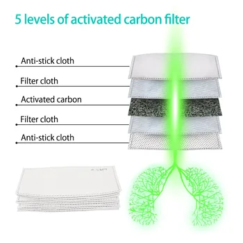100BUC 5 Straturi PM2.5 Masca carbon activ filtru de Vânt Gura-mufla Filtru de mass-Media pentru a Introduce Masca gura