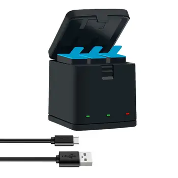 Pentru GoPro Hero 9 Negru Accesorii Încărcător Trei/Dual Porturi USB Baterie Cutie + Tip-C Cablu pentru Go Pro Hero9 de Acțiune aparat de Fotografiat Nou