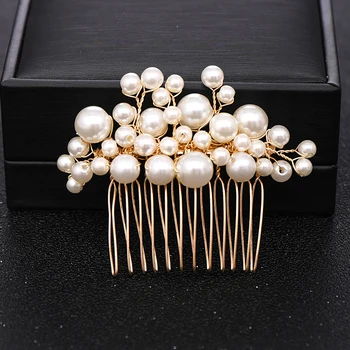 6 buc de Aur Perla Ace de Păr Piepteni Accesorii de Par Pentru Mireasa tiara diadema Femei Nunta de Păr Bijuterii Accesorii