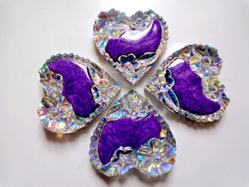 20buc nou stil de moda coase pe pietre in forma de inima 25*25mm flatback clar AB culoare violet/handsewing bijuterie cu pietre de cristal
