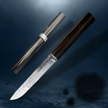 VG10 oțel Damasc manual de drept teacă cuțitul în aer liber camping sabie de samurai cuțitaș ascuțit EDC instrument