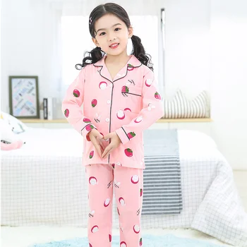 Copii Seturi de Pijamale Copii Baieti Fete Bumbac cu Mâneci Lungi Tricou+pantaloni Desene animate Fata cu Haine de Toamna Pijamale Pijama Copii Pijamale