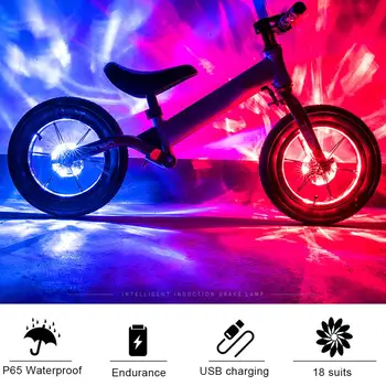 Pistă de biciclete Biciclete Hub Lumini pentru Copii Echilibrul Biciclete USB Reîncărcabilă LED Față de Biciclete Coada Lumina Roată cu frână Lumină de Avertizare Copil