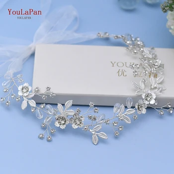 YouLaPan HP350 Mireasa Cristal Bentiță Floare Femeile Tiara de Nunta de Design de Păr Accesorii de Mireasa Diadema de Argint, Bijuterii de Păr