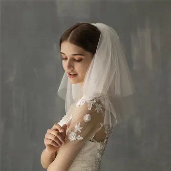 CC Nunta Voal Dublu Strat Handmade Accesorii de Par Pentru Mireasa Femeile se Căsătorească Cadouri Moda Bijuterii Scurt Ridicata V626
