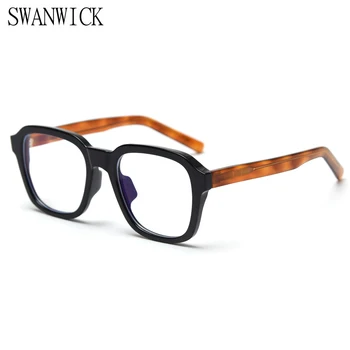 Swanwick pătrat rama de ochelari femei anti lumină albastru ochelari pentru barbati optică retro gros negru transparent accesorii clar