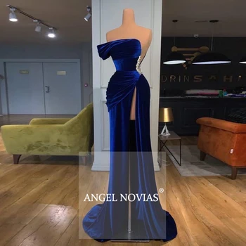 Angel Novias Timp Elegant Albastru Regal arabă Abendkleider Rochie de Seara 2020 cu Fantă Rochie de Petrecere Vestidos De Noche