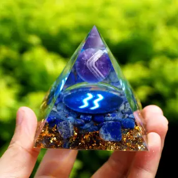 VARSATOR Zodiac Stil Piramide Orgonice Ametist Sfere de Lapis Lazuli de Cristal tipul de Piatră prețioasă Joasa EMF Protecție Pyramide