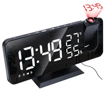 Automat LED Display Digital Ceas cu Alarmă Radio cu Ceas de Masa Electronice Ceasuri pentru Desktop Timp Proiector Temperatura Umiditate