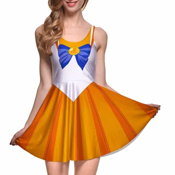 Vestidos de Halloween Cosply Sailor Moon Vara Rochie mai Sus de Genunchi, fără Mâneci 9 Culori Femei Rochie Plus Szie 2xl 3xl 4xl Rochii