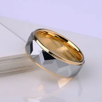 8mm Lățime de Placare cu Aur de Tungsten Inel de Nunta Prisma Design pentru Femei, Bărbați, Transport Gratuit, Personalizat