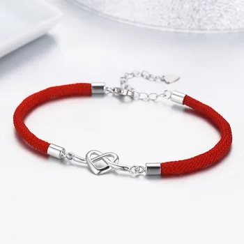 Argint 925 Infinit Inima Nod De Frânghie Roșie Bratari Pentru Femei Fete Pulseras Pulseira Accesorii Bracelete Cel Mai Bun Prieten