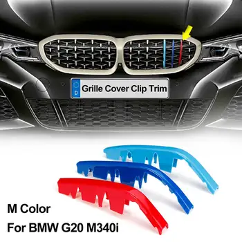 3pcs Masina 3D M Styling Grila Fata Tăiați Banda de Acoperire Bara Dungi Acoperi Autocolante Pentru BMW G20 M340i ABS Snap-on Instalare